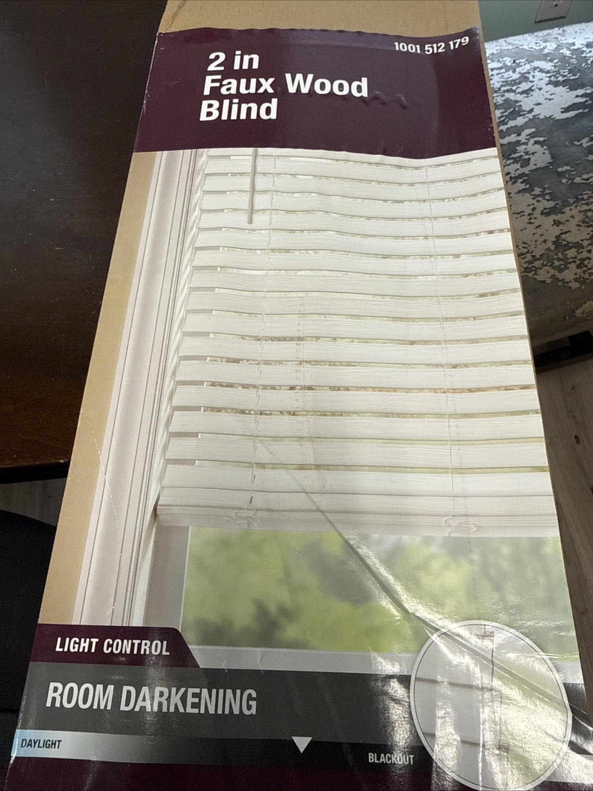 Faux wood Blind 2” New , Home Decorators 59in X 64in Length, White