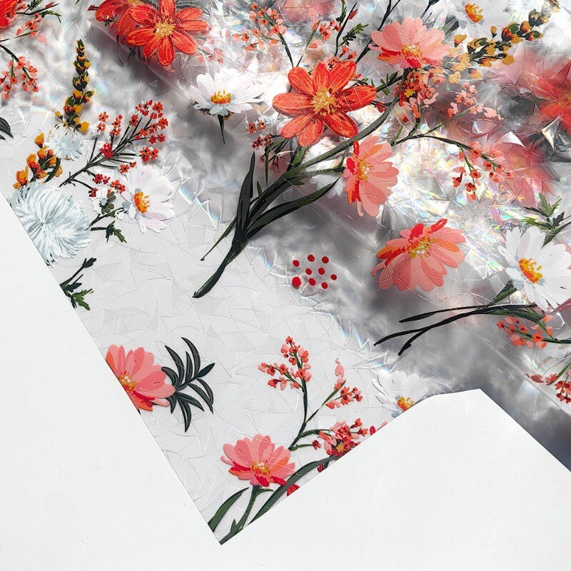 43 100cm Retro Flower Glass Film Static Cling Window Sticker Plant Shiny Decors