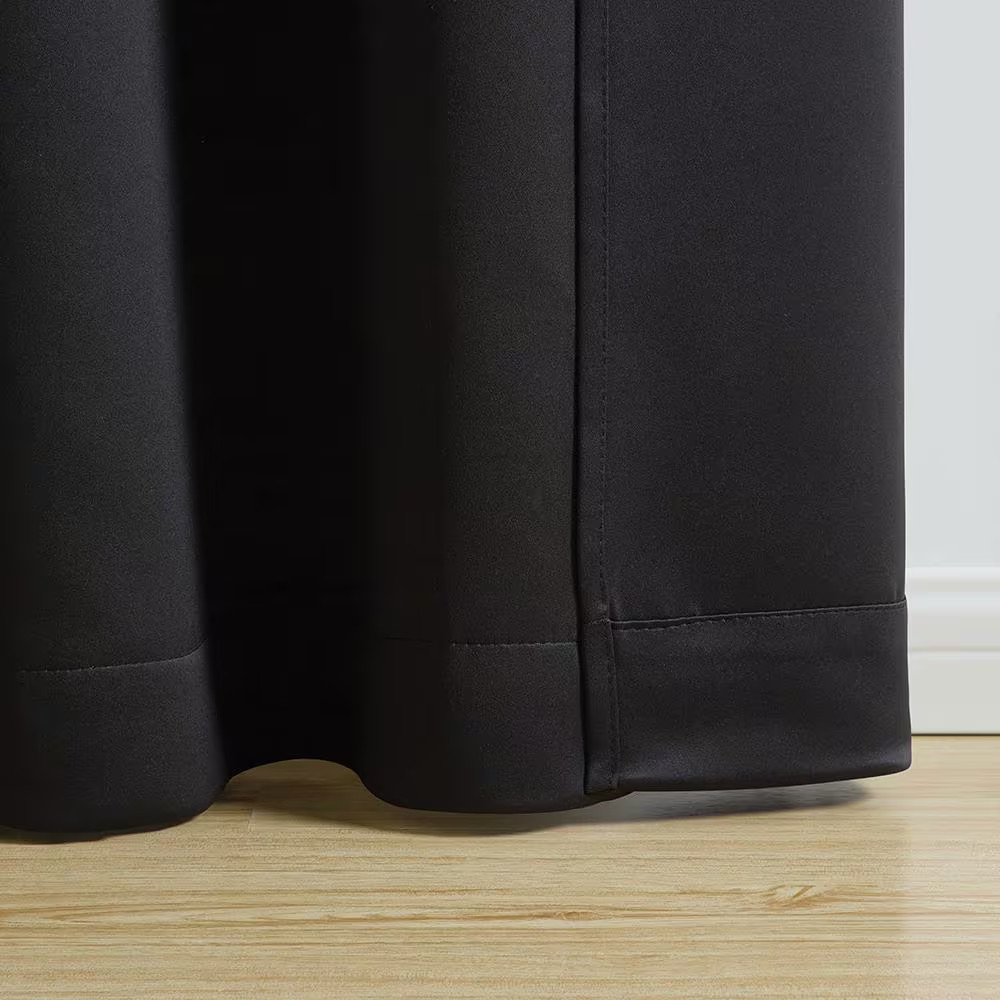 Alona Black 38 In. W X 84 In. L Grommet Blackout Curtain (Single Panel)