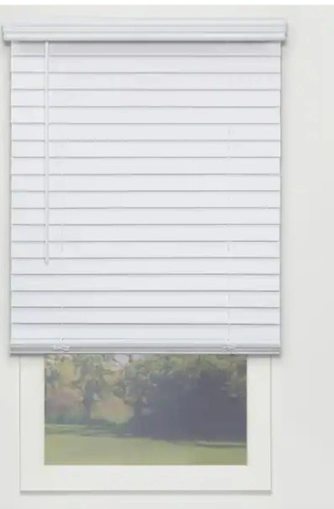 StyleWell Cordless Room Darkening Faux Wood Blinds Textured White 34×72