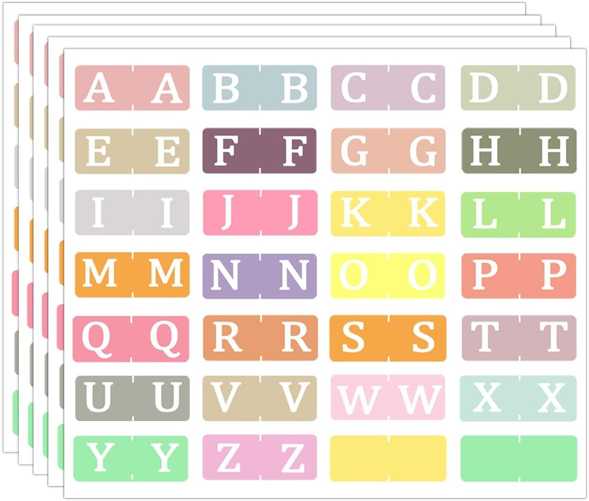 560 Pcs Alphabet a to Z 26 Letters Index File Folder Labels,1.5X1 Inch Multicolo