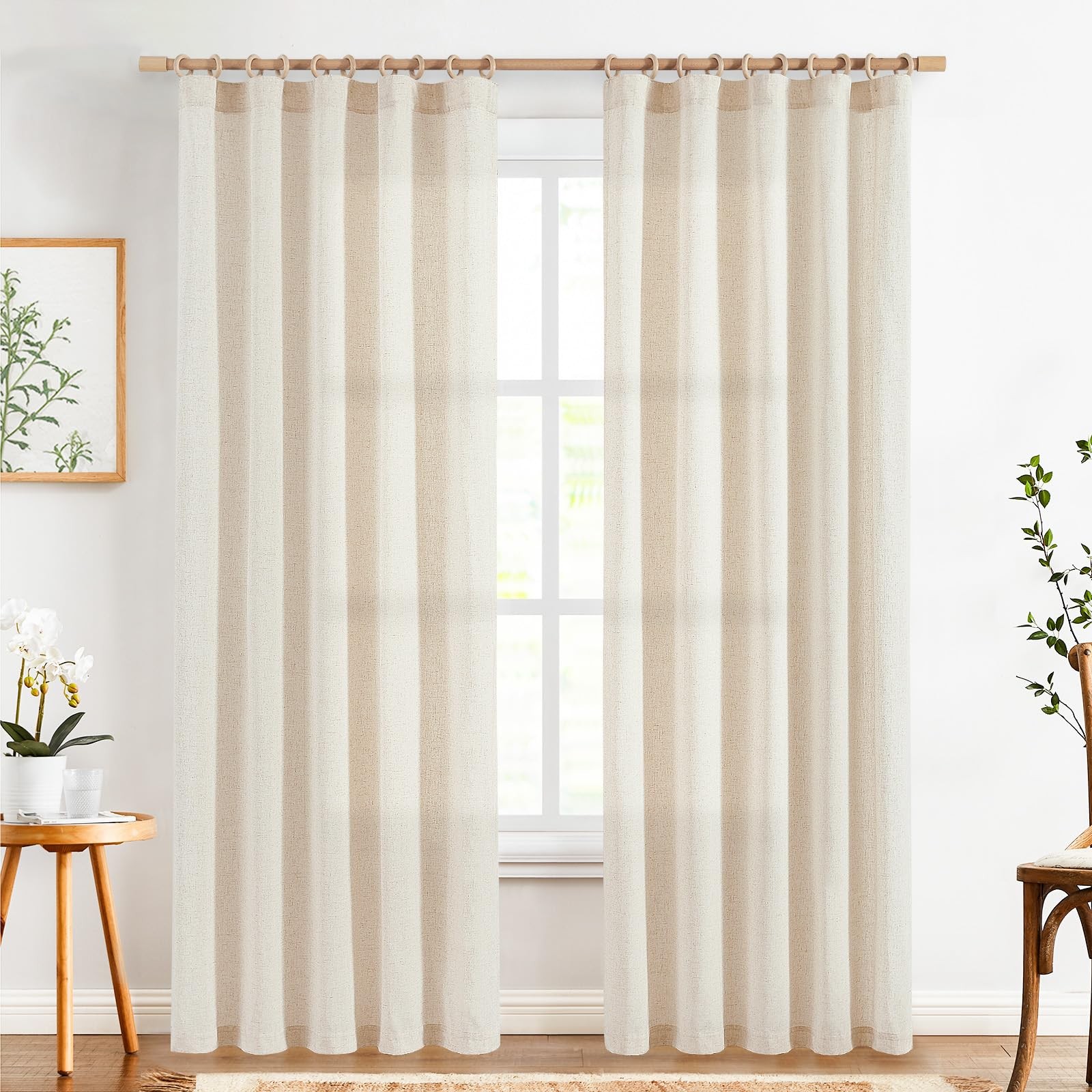 Linen Curtains for Living Room Bedroom 84 Inches Long Thick Linen Textured Be…