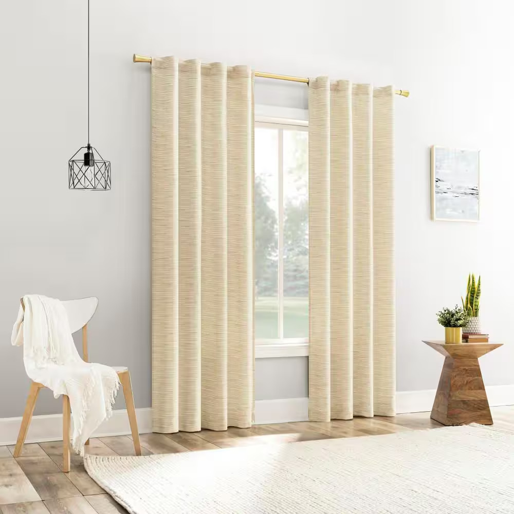 Laurel Space Dyed Textured Taupe Faux Linen 40 In. W X 84 In. L Back Tab Light F