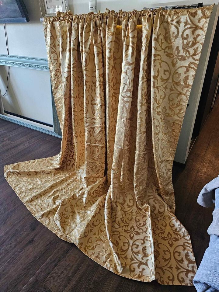 2 Gold 56W x 84L Room-darkening Botanical Curtains