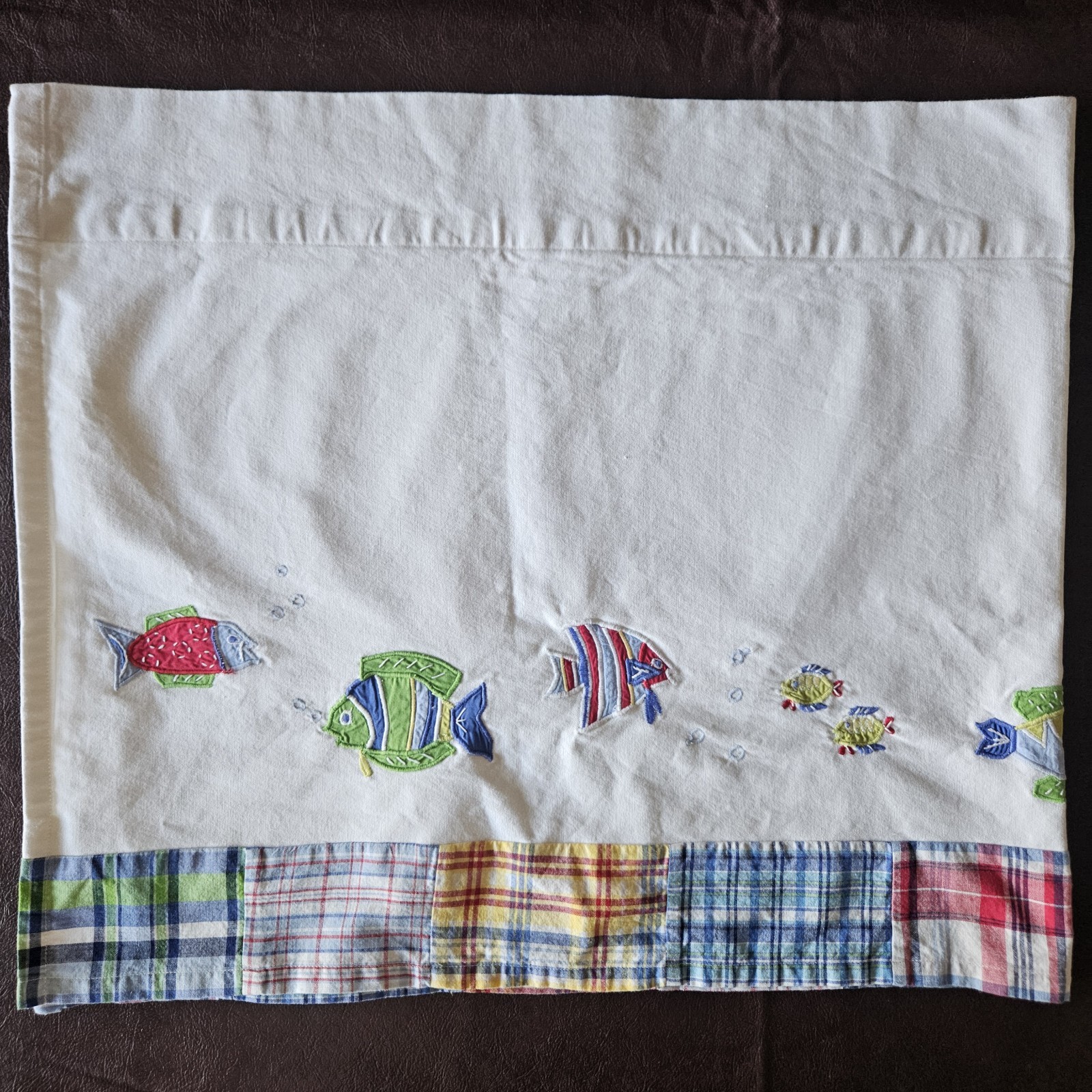 Pottery Barn Kids Bermuda Fish Valance Curtain Rod Pocket Nautical Madras 1pc