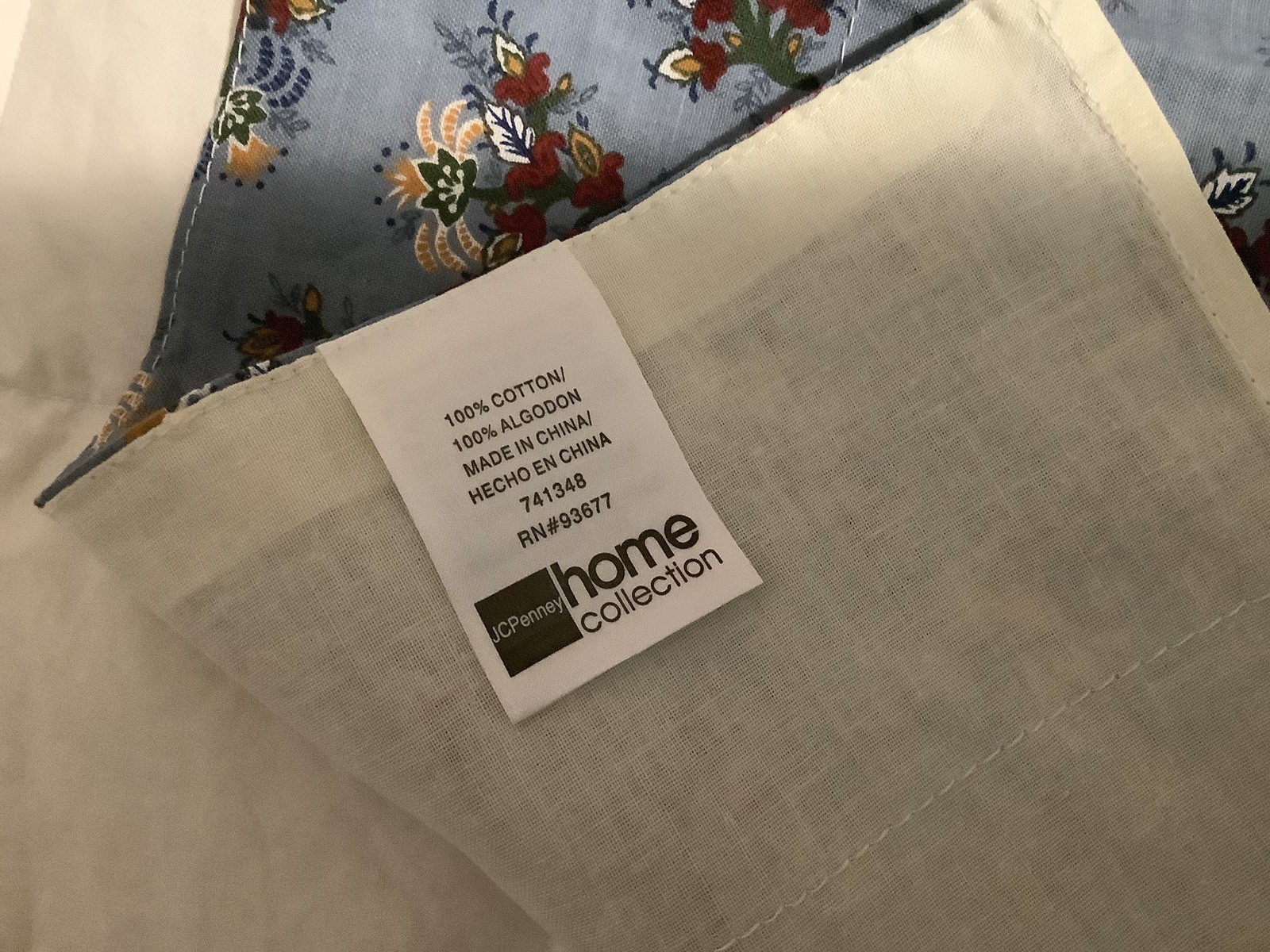 JC PENNEY 4 Blue Floral Curtain Panels & Tie Backs New! 84×63”