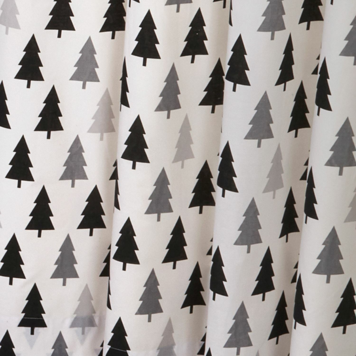 Scandi Bear Forest Lined Curtains 54″ / 137cm Drop White Grey Kids
