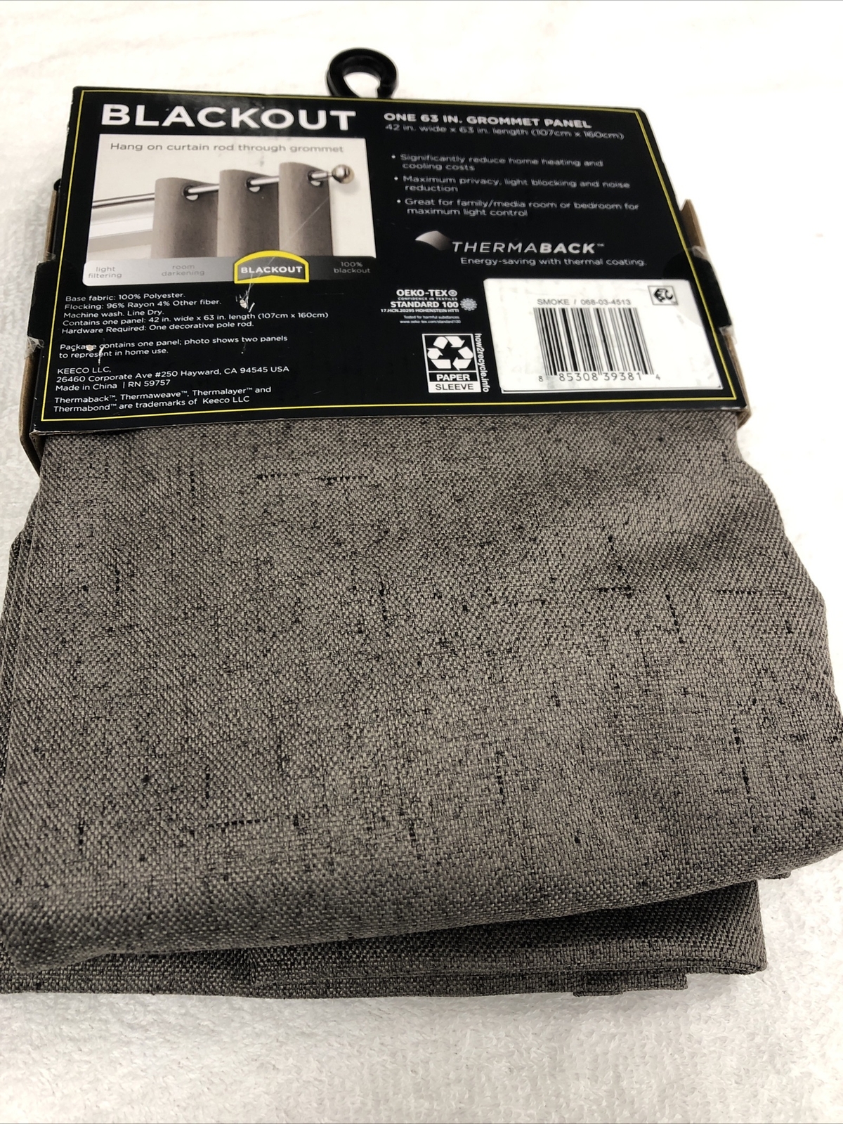 Eclipse Blackout One Grommet Panel 42in W x 63in L Smoke