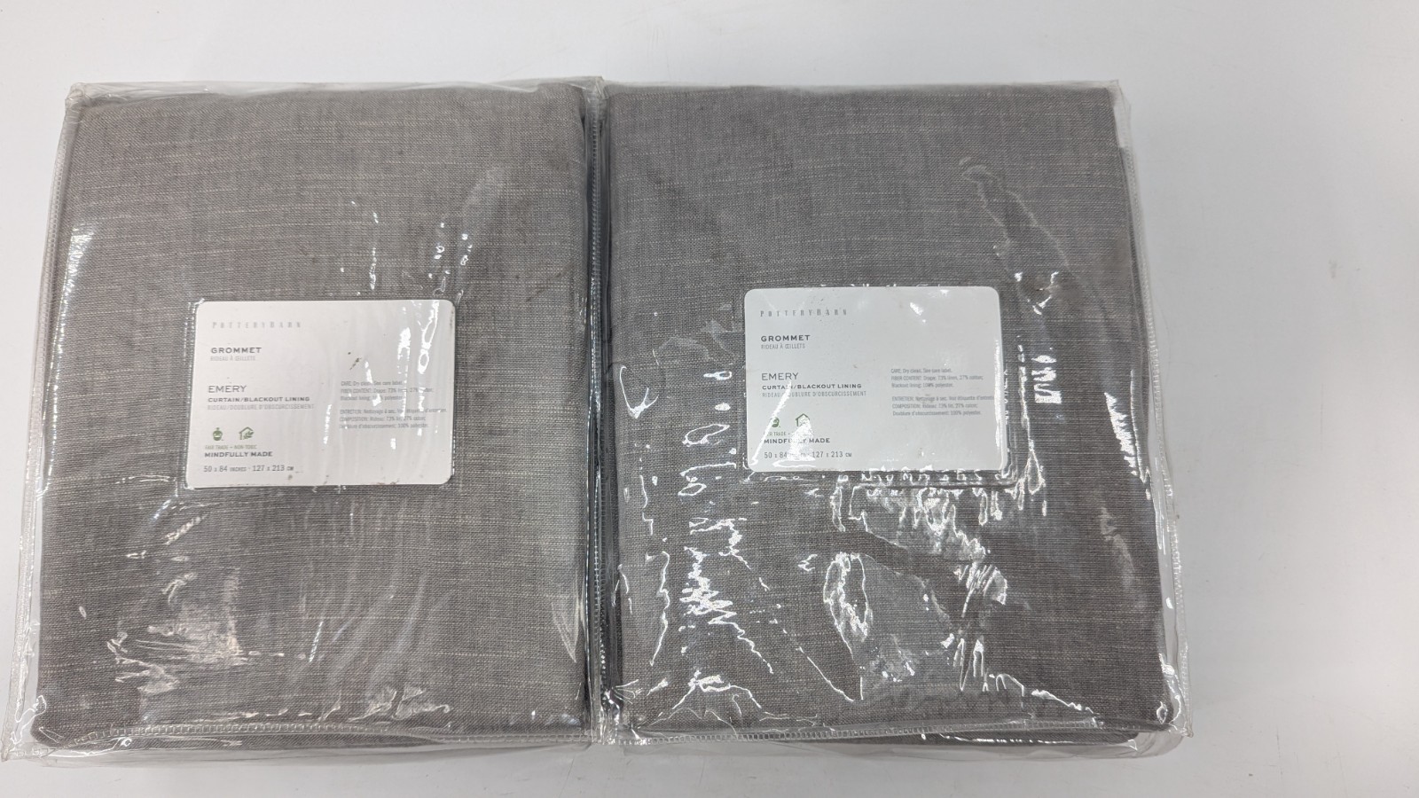 Pottery Barn Emery Linen Blackout Grommet Curtain Panels 50×84″ Gray SET of 2