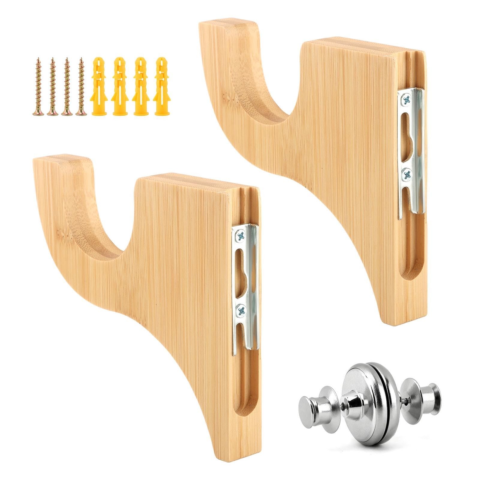 2 Pack Wooden Curtain Rod Brackets,Curtain Wood Single Bracket Classics 3 1/2…
