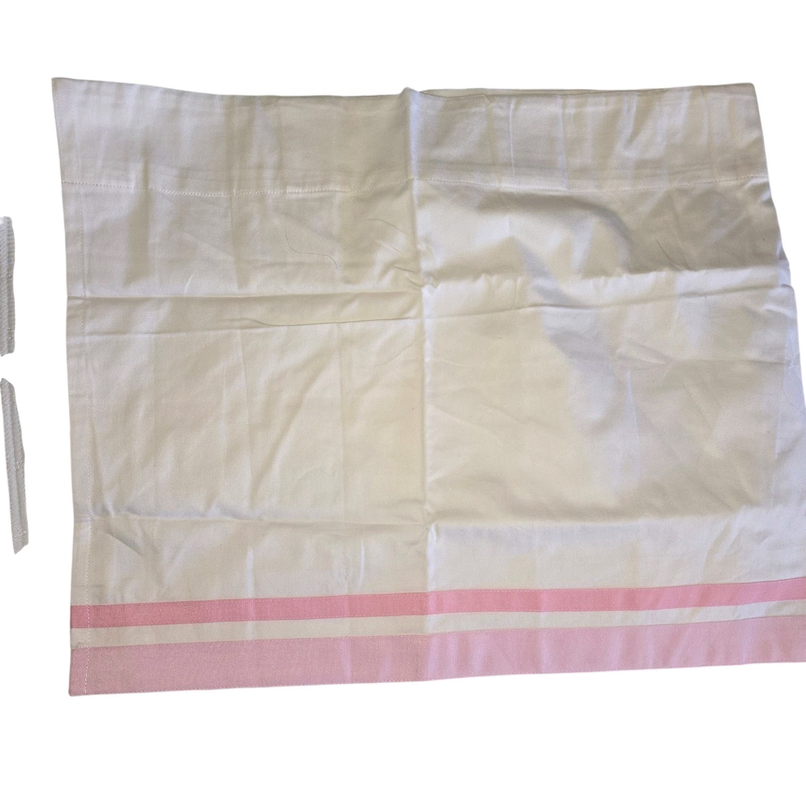 Pottery Barn Kids Harper White Pink Grosgrain Ribbon Lined Window Valance NEW