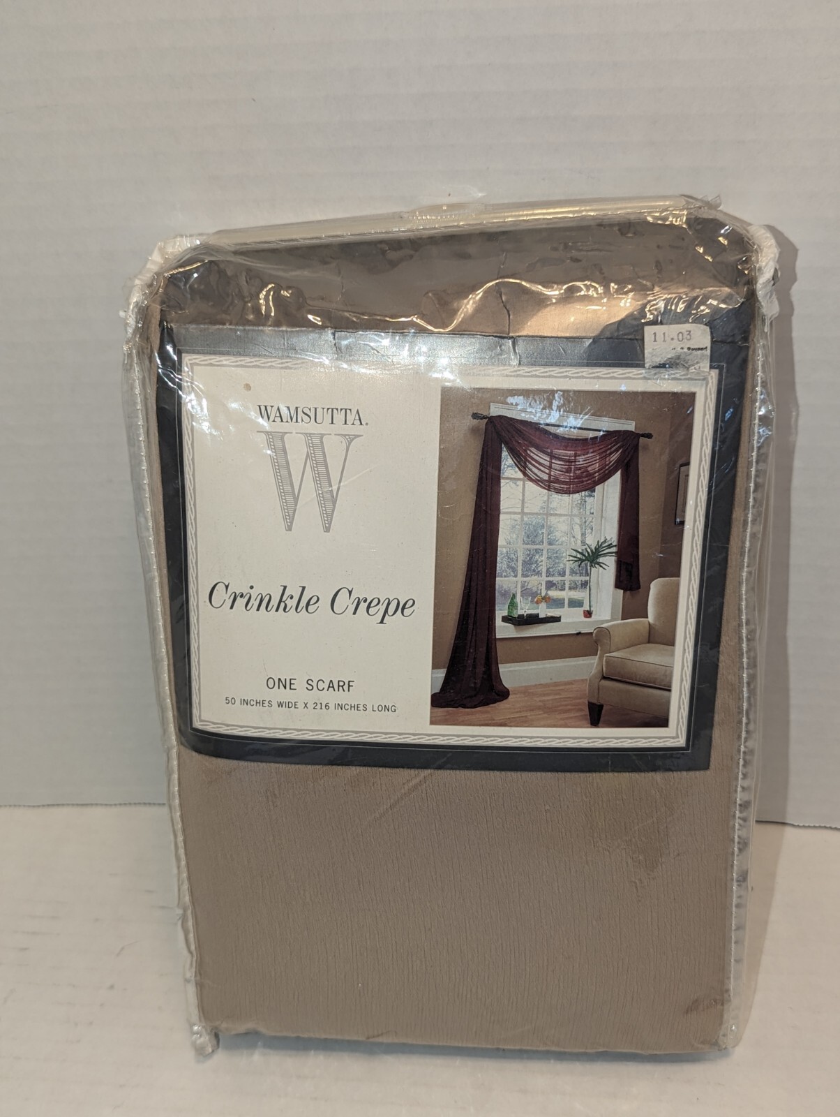 Wamsutta Crinkle Crepe Scarf Curtain 50″ x 216″ Beige Harve