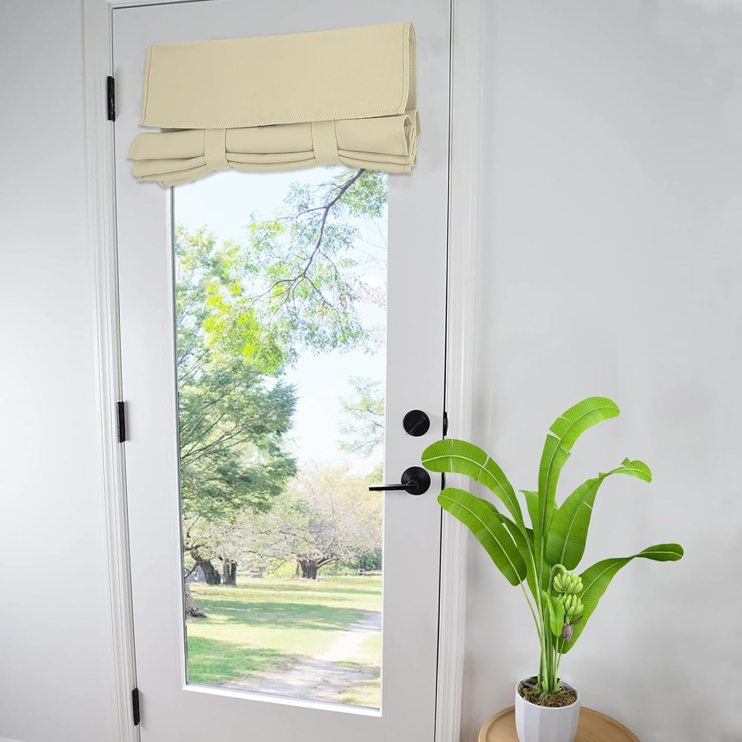 Small French Door Curtains with Silky Feel Thermal Insulated Noise Reducing Blac