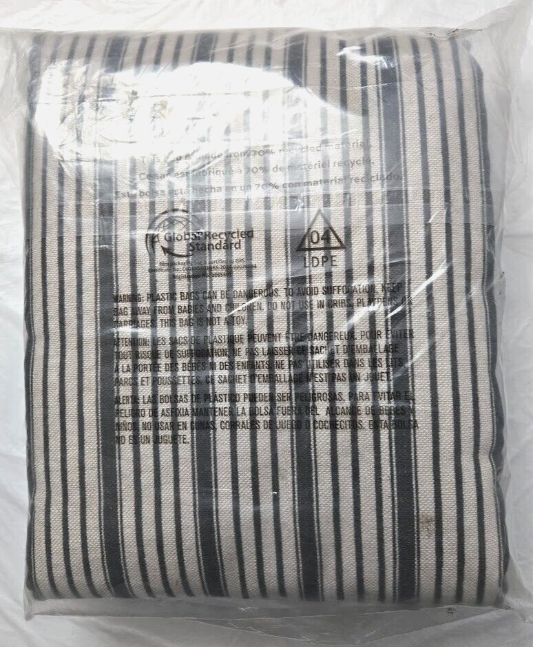 Pottery Barn 2-in-1 Pole Top Tick Stripe Print 1-Curtain 50″ x 96″ Charcoal