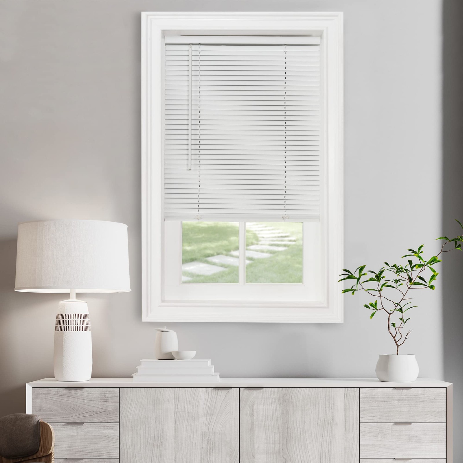 Cordless Light Filtering Mini Blind 33 Inch Width, 64 Inch Length, 1″ Slat S…