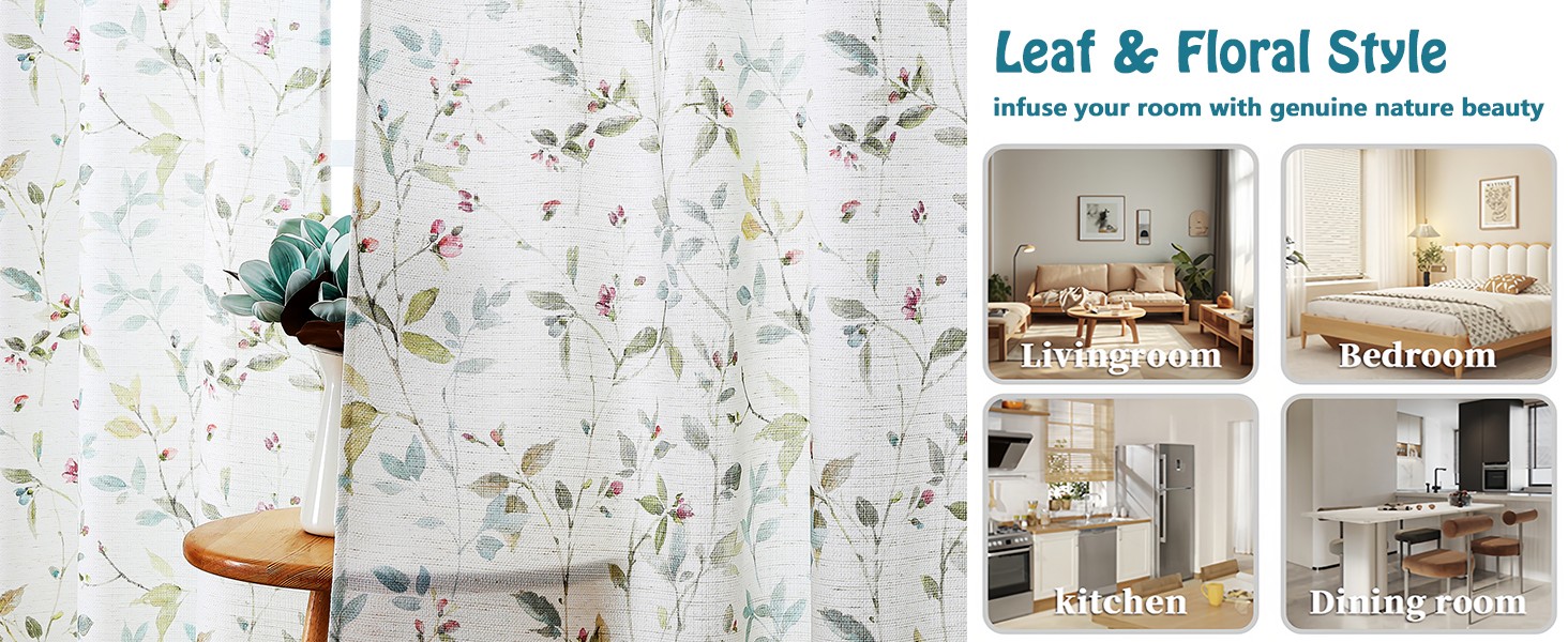 Roman Linen Blend Curtains 45 Inch Length 2 Panels, Light Filtering Soft Airy