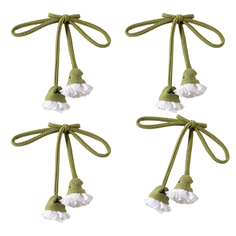 Set of 4 Modern Window Dressing Accessories Elegant Carnations Styles Rope