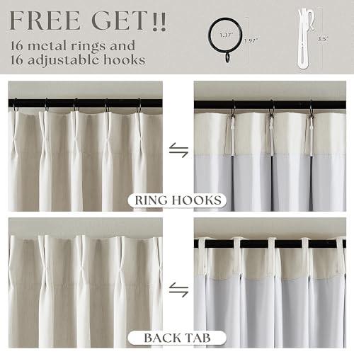 Extra Wide 60 Inch Width 100% Blackout 60″W x 102″L (Pack of 1) Natural Linen