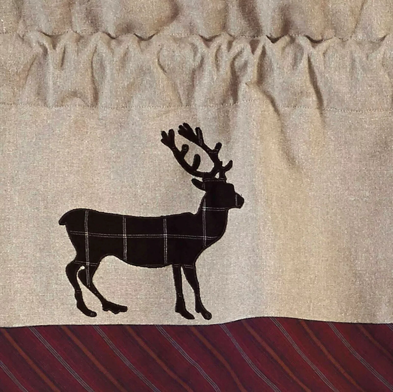 New Rustic Cabin Camp ANTLER DEER VALANCE Topper Curtain 72″