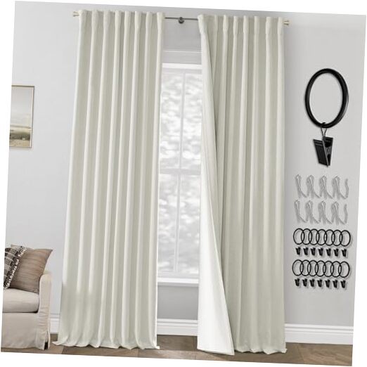 Set 2 Panels 132 Inch Length Off White 52″W x 132″L (Pack of 2) Ivory Cream