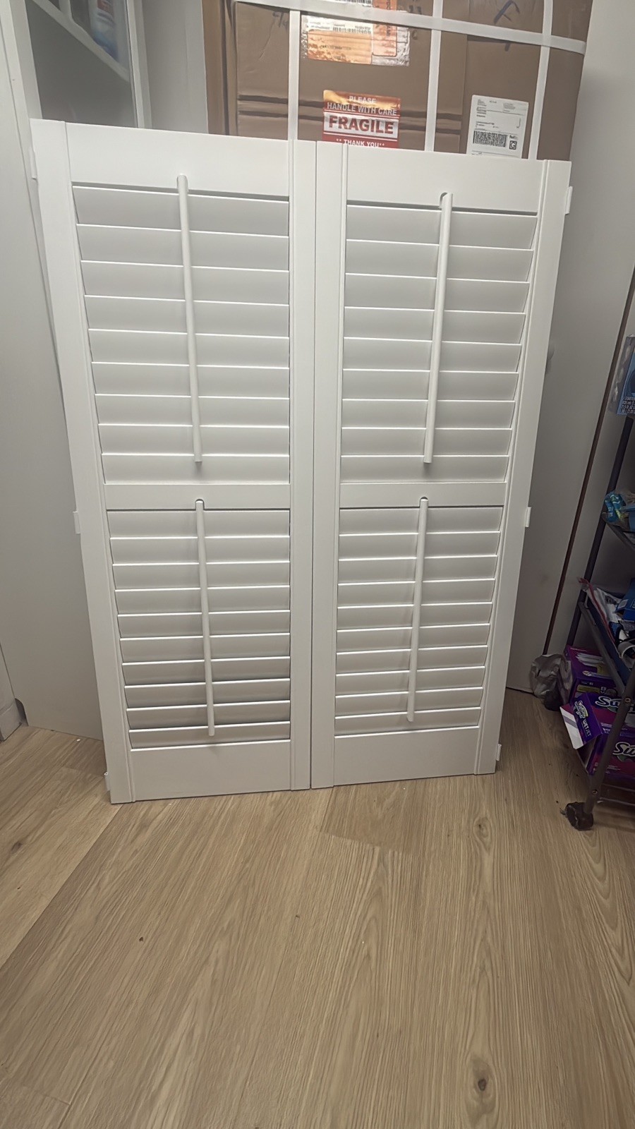 Wood Plantation Shutters – White, 35 7/8” W x 49 3/4” H, 2½” Slats – 2-Panel Set