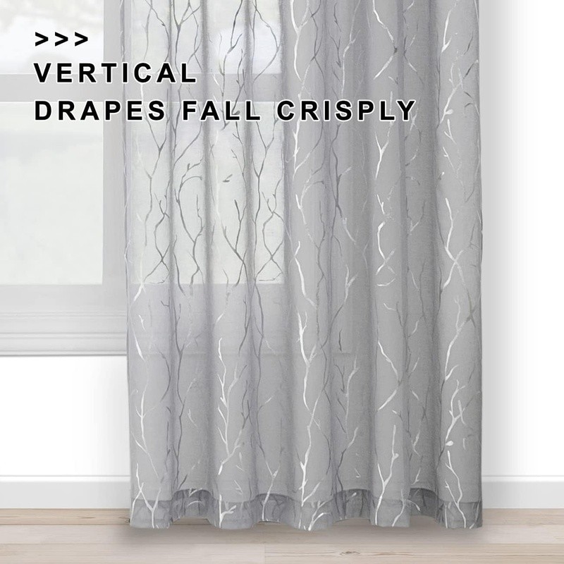 Elegant Tree Branch Sheer Curtains Organic Design Soft Voile Drapes Windows New