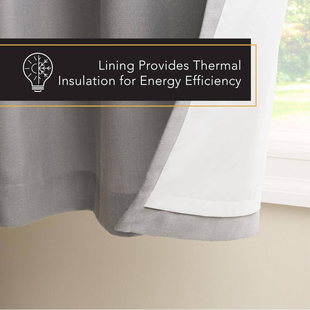 Arlo Solid Linen Texture 50 In. W X 84 In. L Polyester Blackout Grey Curtain (Se