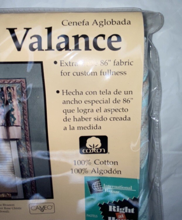 Right at Home Blouson Valance Style Calypso Cotton paint brush 86” x 15” pastel
