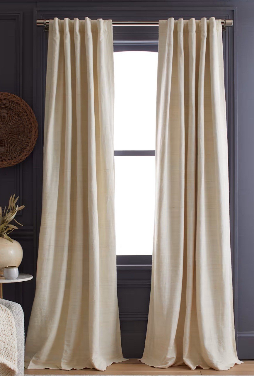 NWOT Quince Raw Silk Curtain Panel Set 2 48” X 96” Room Darkening Ivory