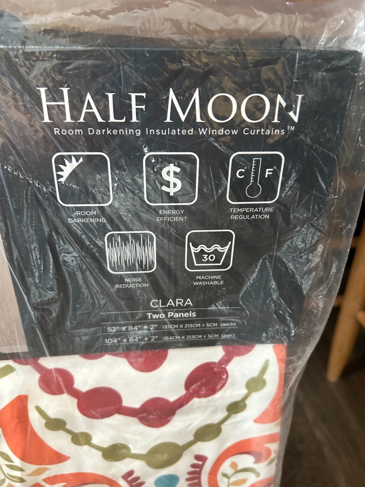 HALF MOON Clara Darkening INSULATED turq Window Curtains 2 panels 52×84″ nwt