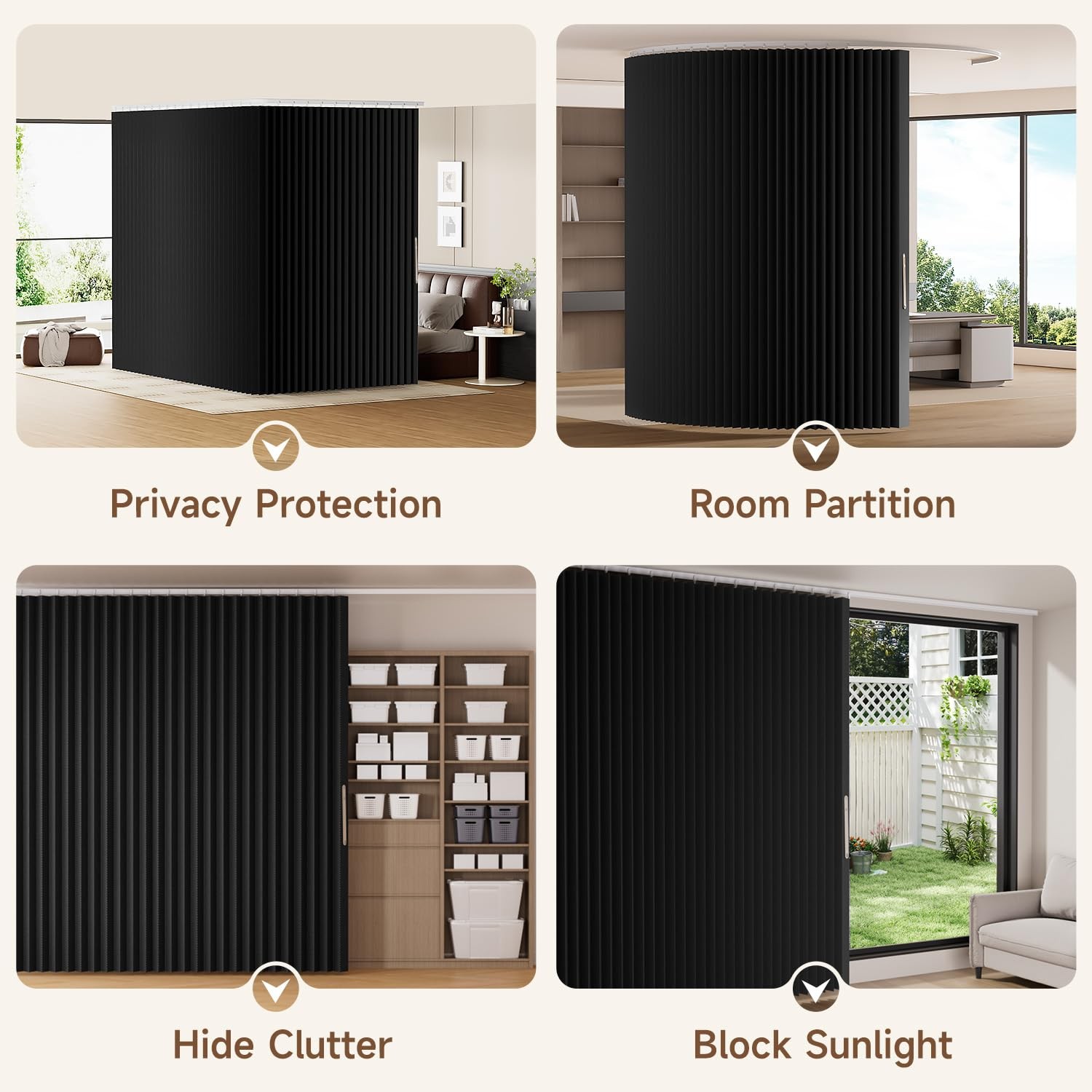 Room Divider Curtains Ceiling Mount/Wall Mount Track Sets, Accordion Design 1…