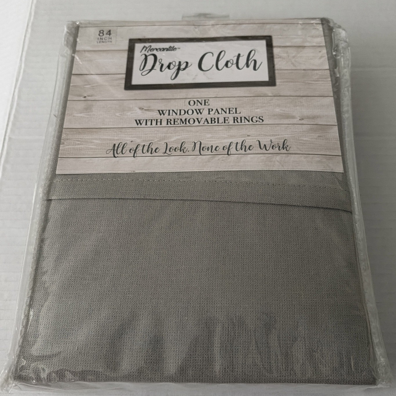 Mercantile Drop Cloth Curtain Panel w/ Valance & Removable Rings 50x 84 Grey NEW