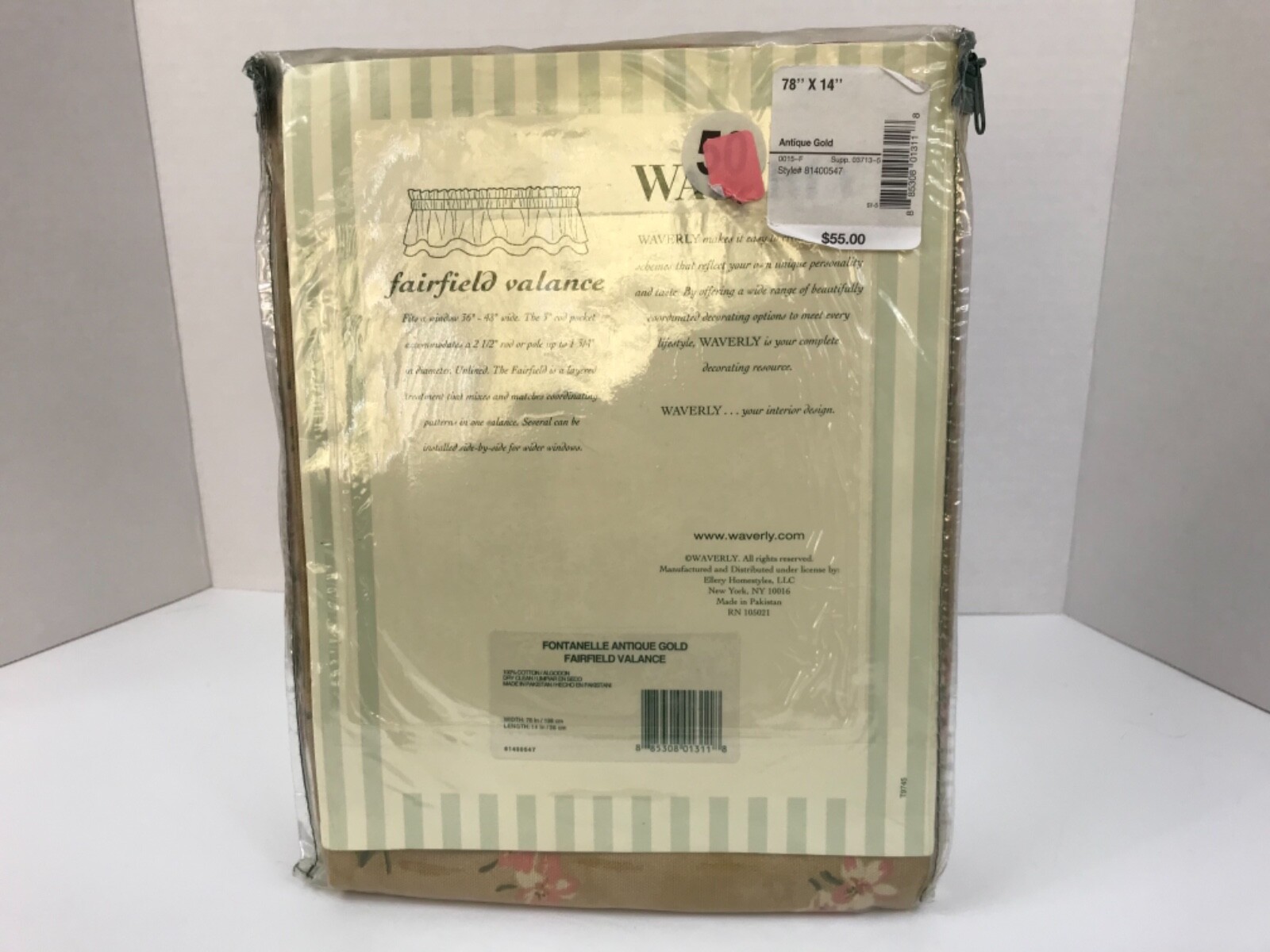 Waverly Fontanelle Fairfield Valance, Antique Gold 78’x14’ Style #81400547 New