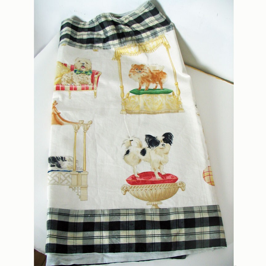 Charming Dog Curtain Cotton Mid-Weight Lined Short See Photos 25″ Long 51″ Wide