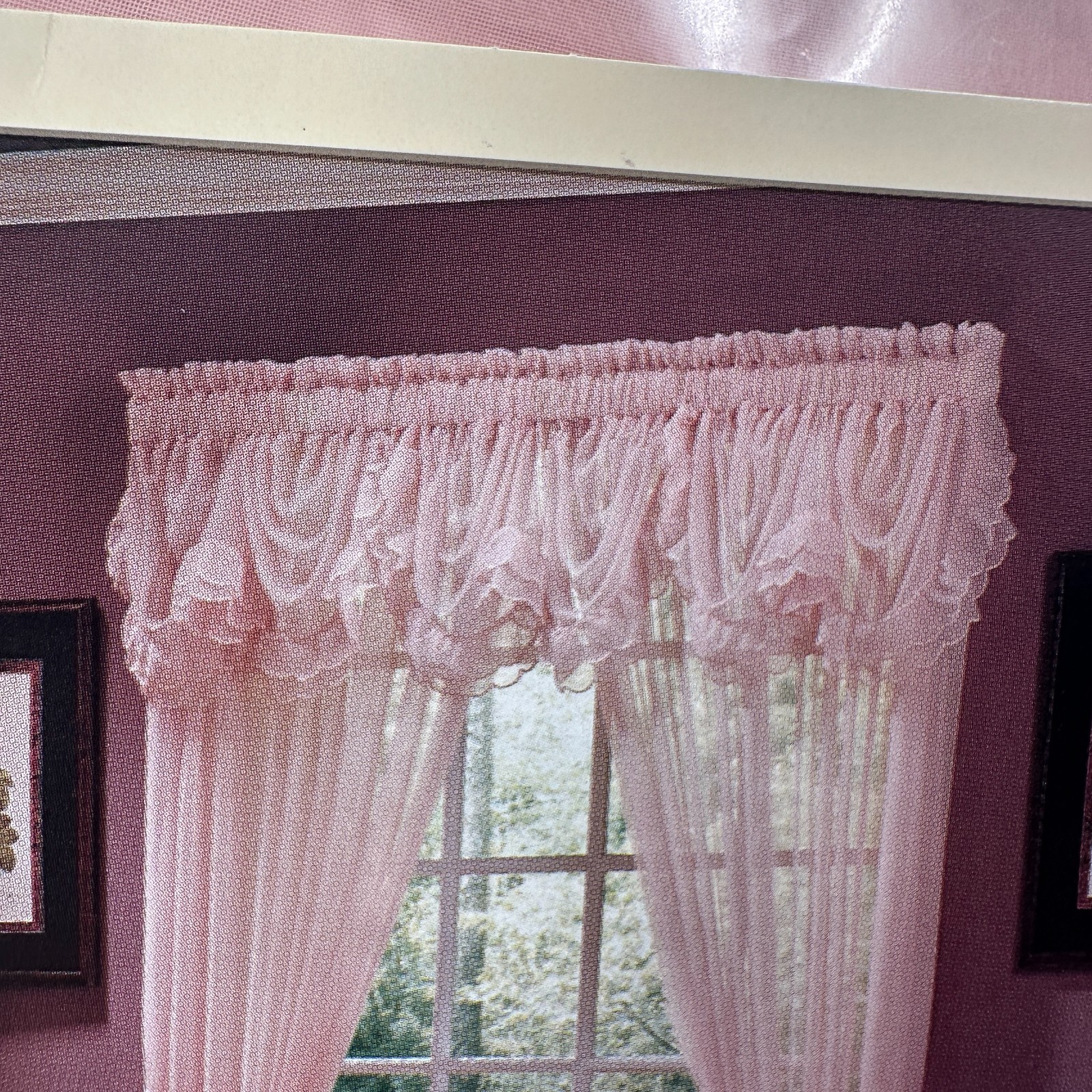 VTG Lizette Ascot Valance Shear Soft Peach Ruffle 21″ X 30″ Length Pocket Rod