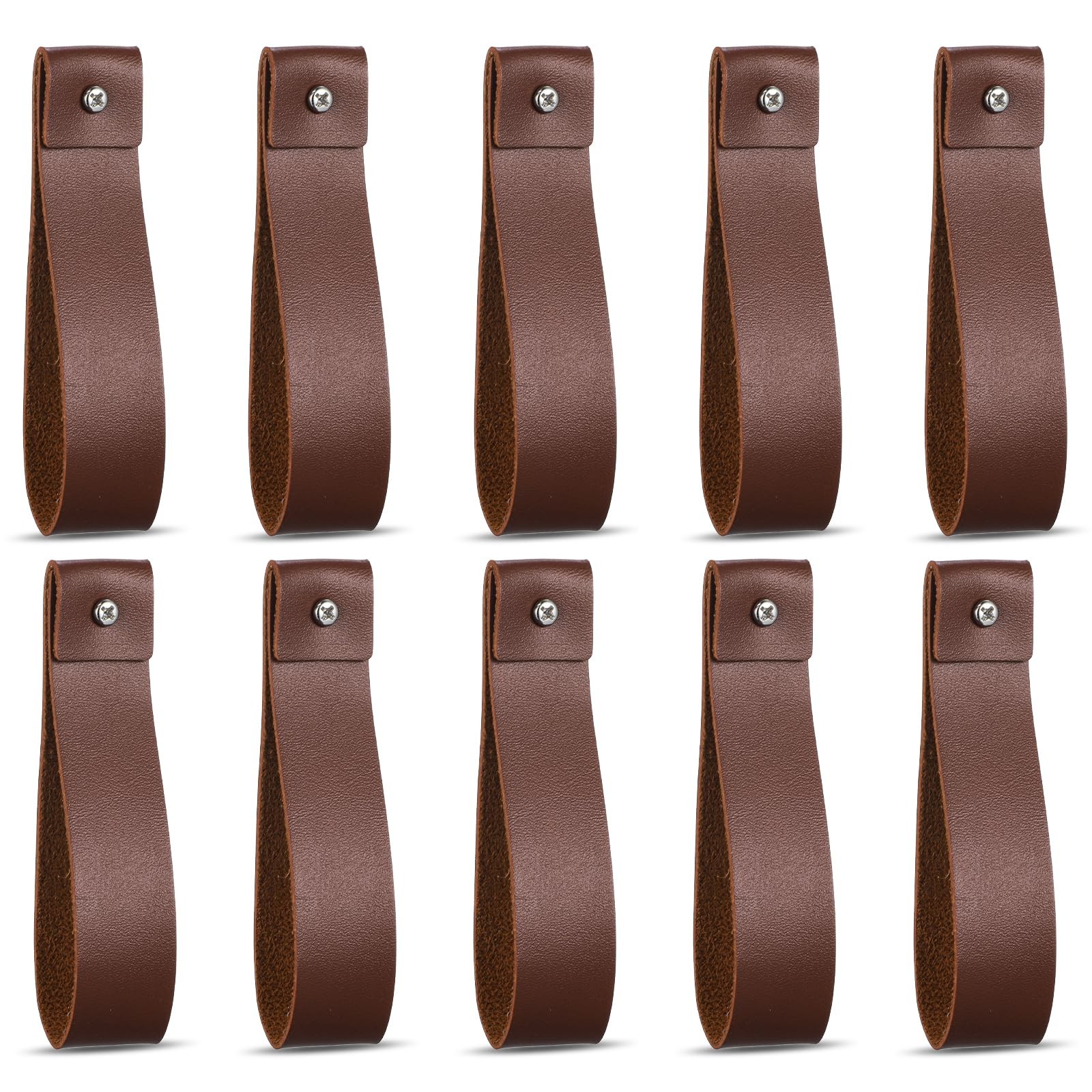 10pcs PU Leather Straps for Hanging Wall Hooks 1 x 4.7 Inches Curtain Rod Hol…