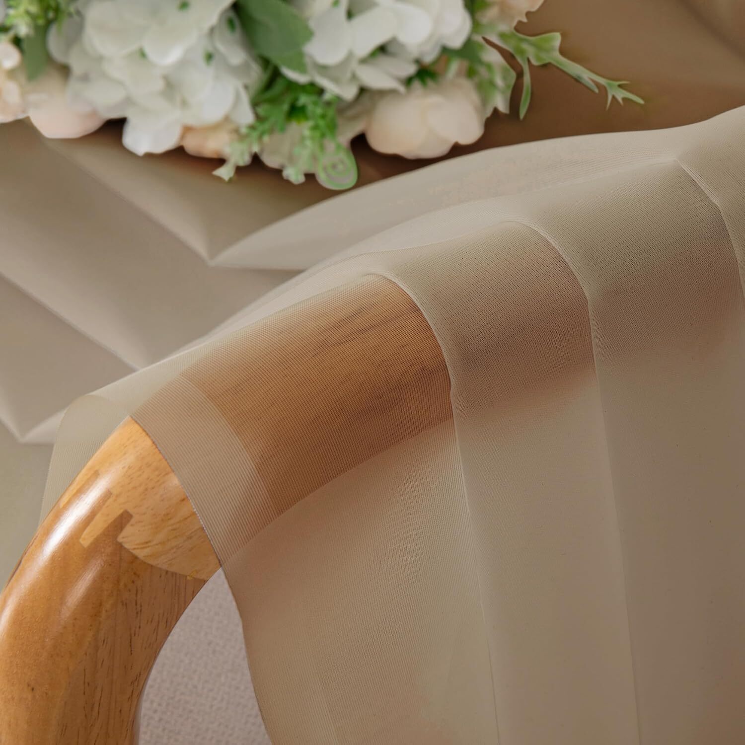 2 Pack Sheer Curtains 54 Inch Length 2 Panels Set Rod 42″W X 54″L Taupe New