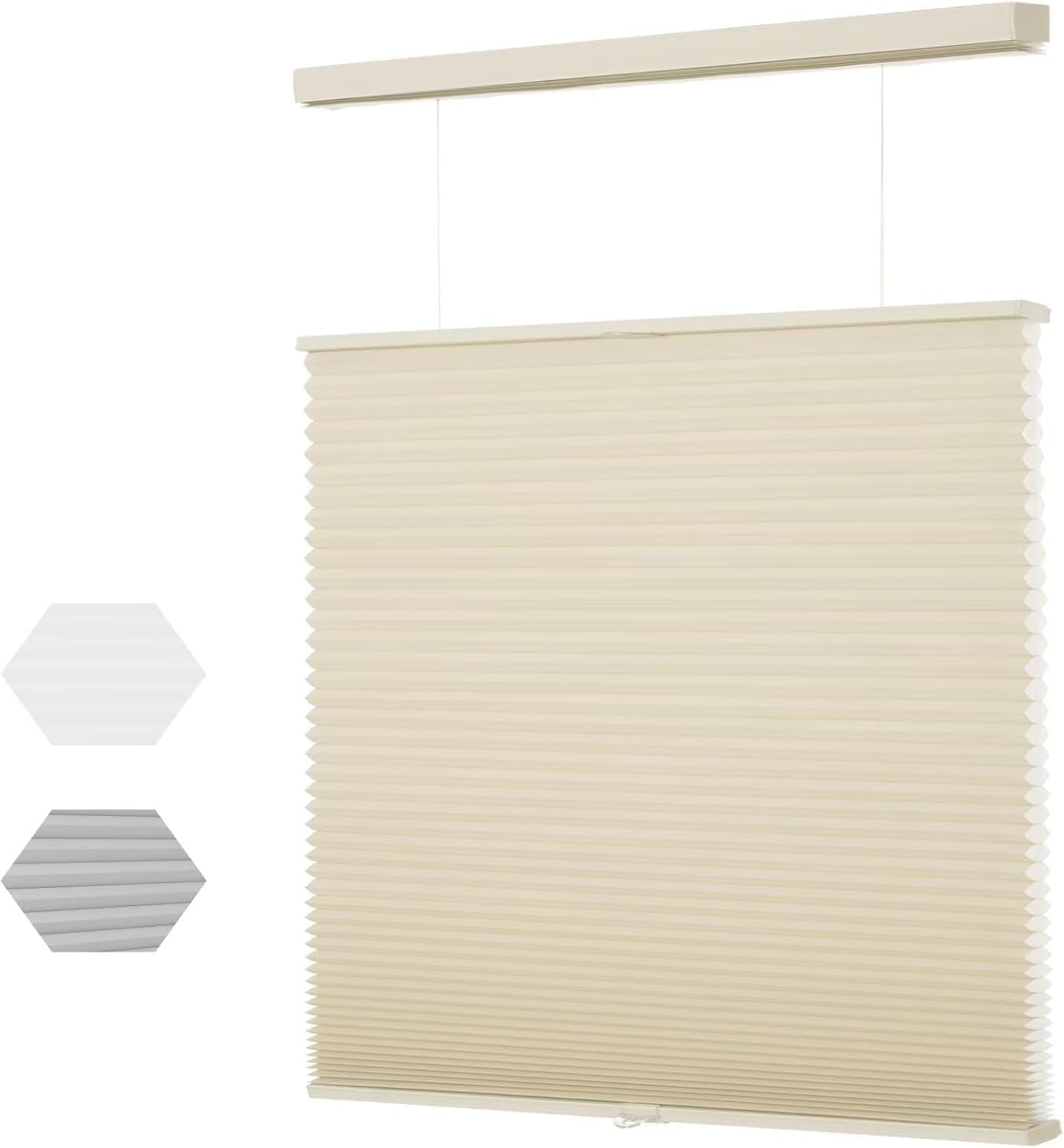TDBU Cellular Shades 39″x64″ Beige Cordless Honeycomb Blinds