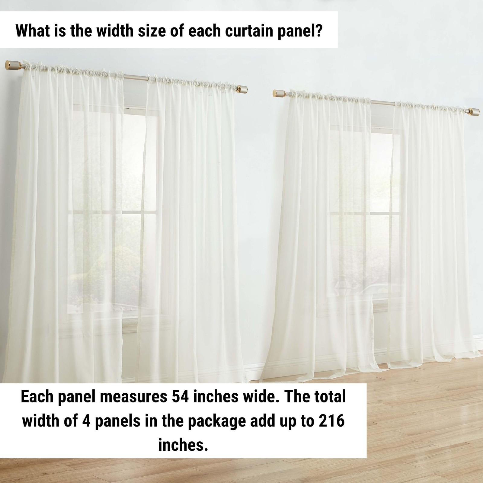 Hlc.Me Ivory Sheer Curtain Panels Sheer Voile Light Filtering Window Treatment
