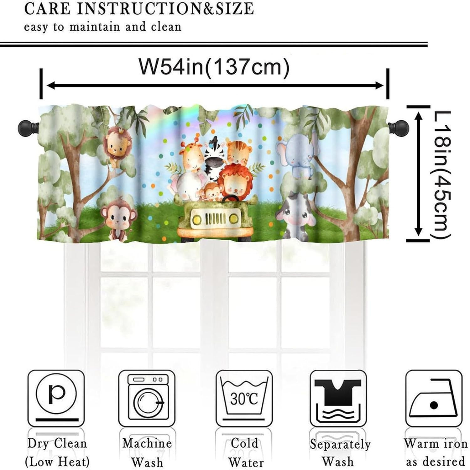 Children’S Day Curtain Valance for Living Room Bathroom Farmhouse, Kids Cartoon