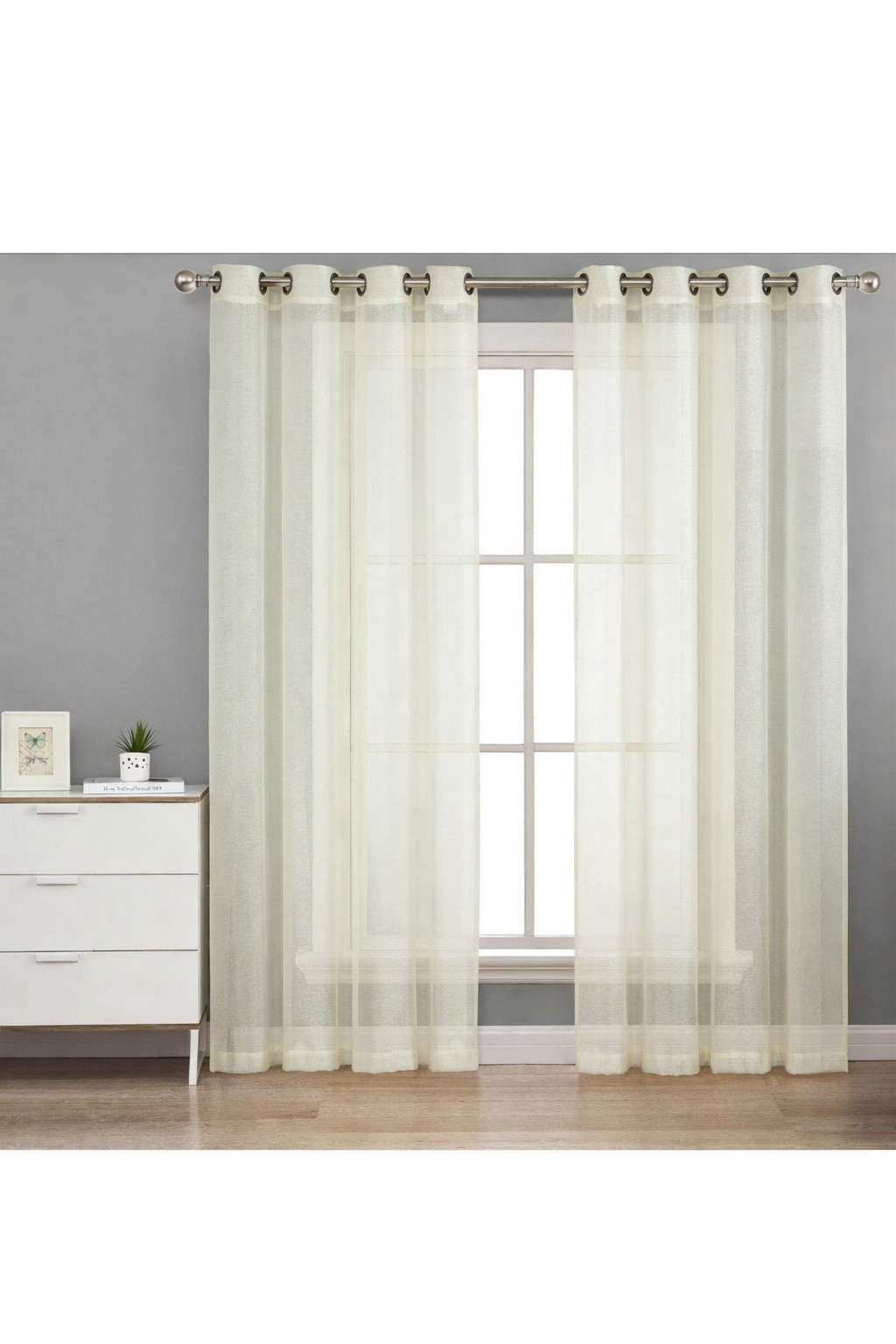 2PC GROMMET SOLID VOILE SHEER PANEL WINDOW CURTAIN TREATMENT DRAPE NEW DECOR