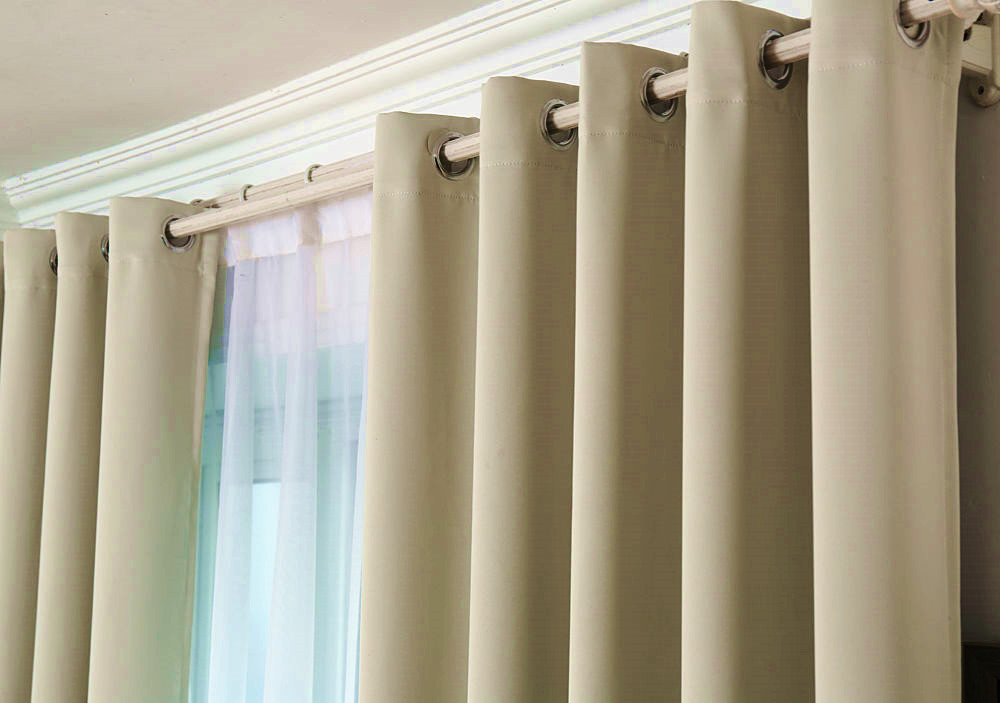 HIGH QUALITY BLOCKOUT BLACKOUT EYELET CURTAINS NATURAL DARK IVORY BEIGE