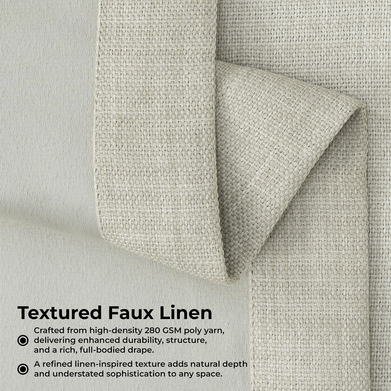 – Faux Linen Curtains for Living Room (1 Panel) – 50W X 96L – Textured Room D…