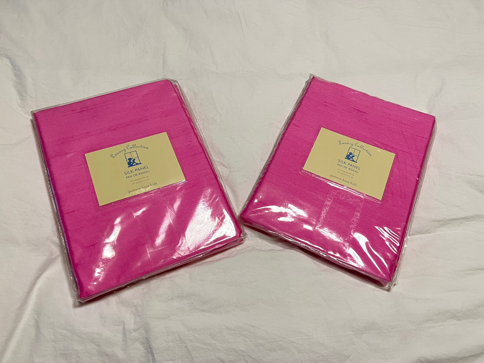 Pottery Barn Kid Luxury Collection Silk Curtains 63”x 44″ Pink Panel Pole Pocket