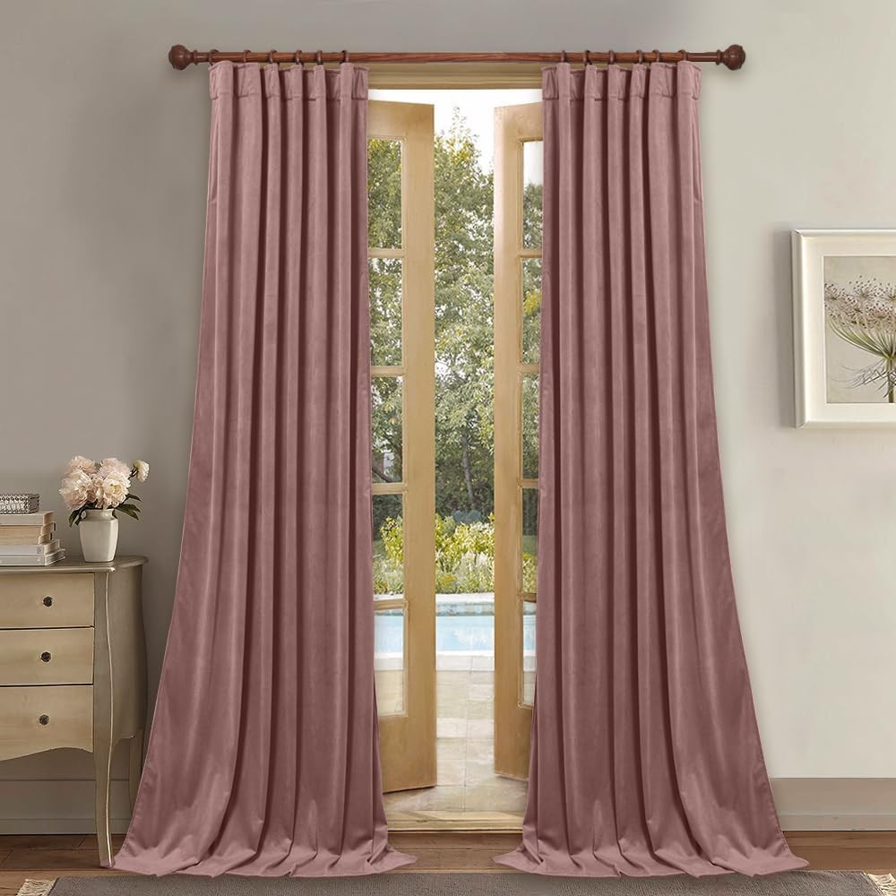 Wild Rose Pink Curtains 102 inches Long Back Tab Thermal Insulated Room