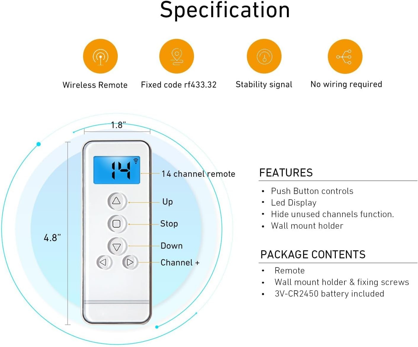 14 Channel Controller for Roller Shades Remote Control for Motorized Windows …