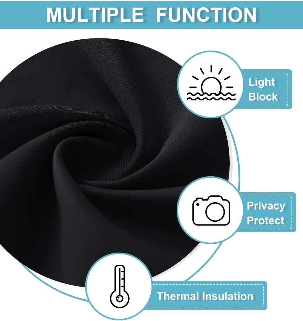 Blackout Thermal Insulated Curtain for Privacy and Soundproofing in Black 7 f…