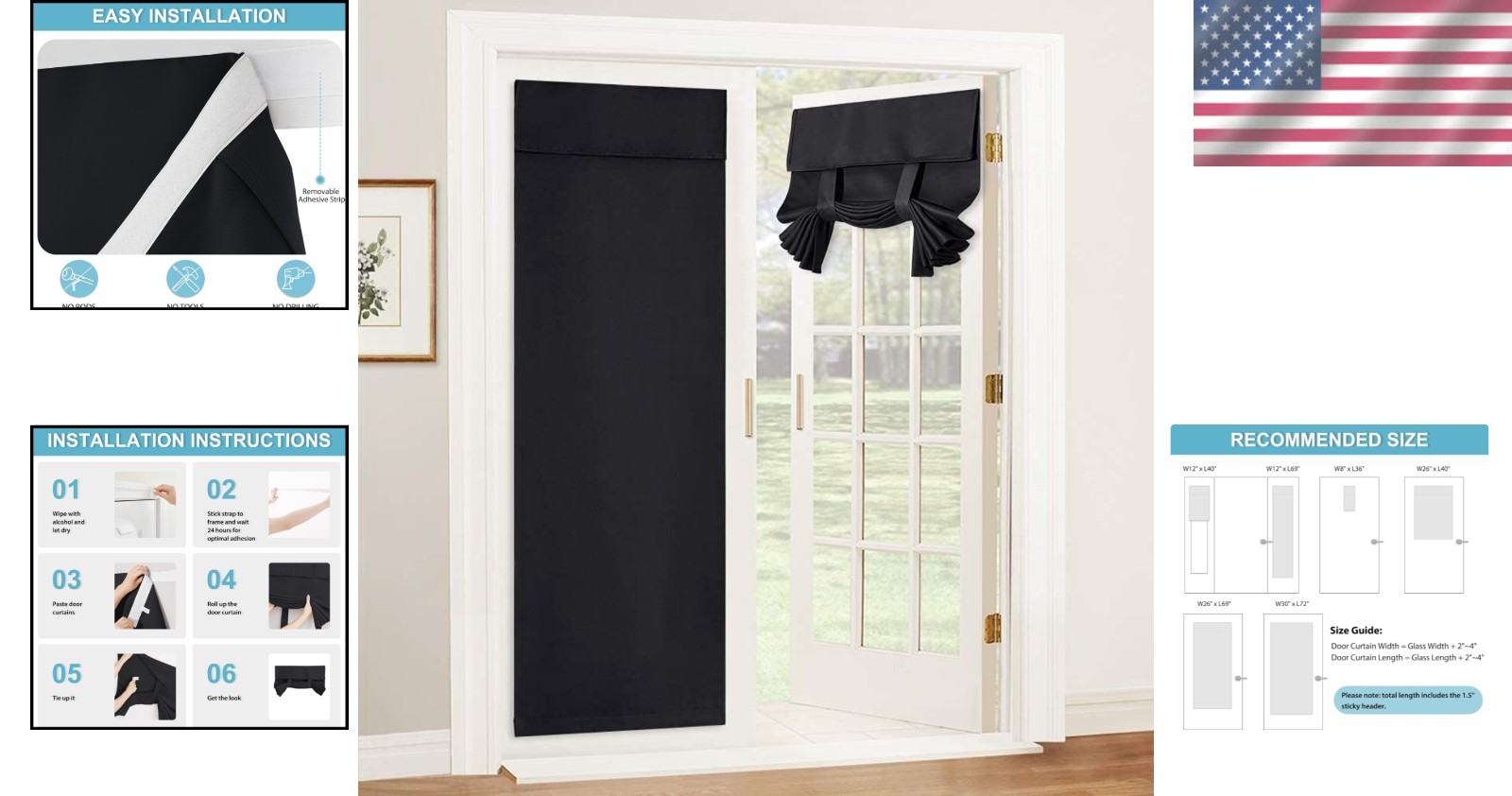 Versatile Blackout Window Shades for French Doors – Easy Self-Installation