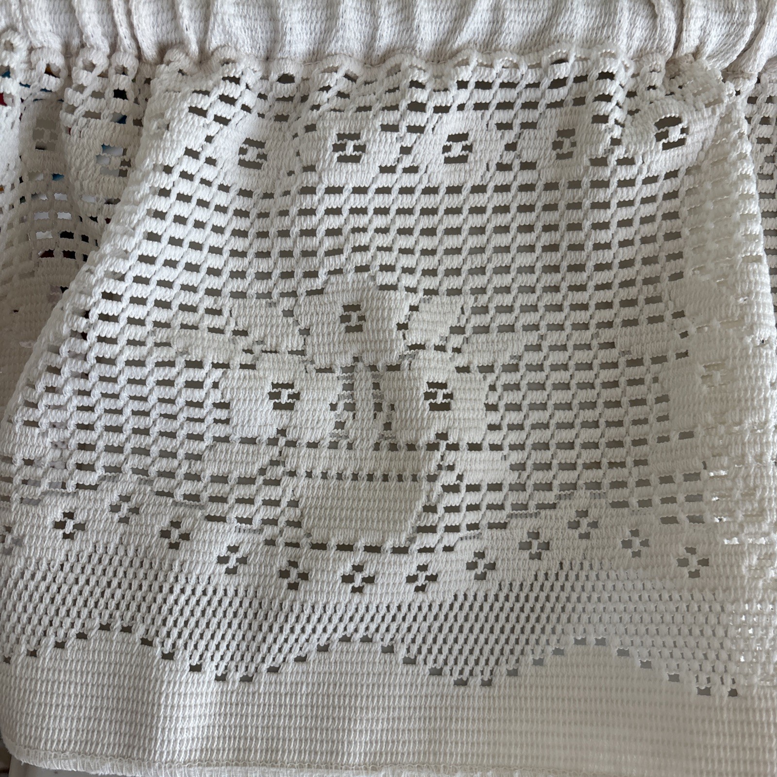 Lot 4 JCPenney Lace Window Valance Cream Floral Crocheted Rod Pocket 11×69″ VTG