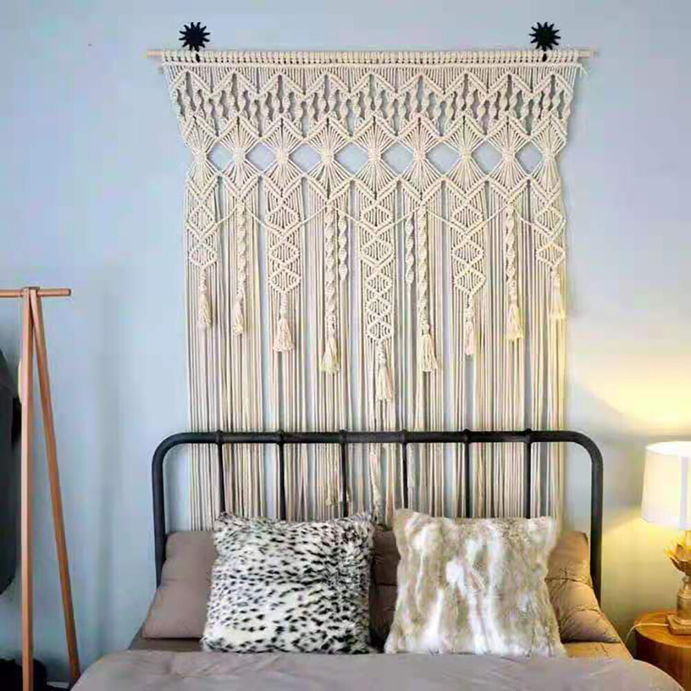 Handmade Macrame Wall Hanging Boho Home Backdrop Door Window Curtain Decor